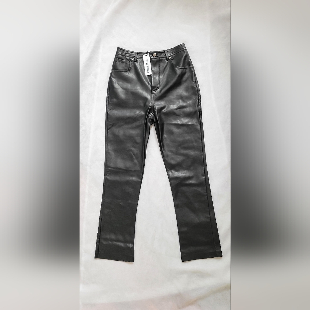 NWT! Fall Steve Madden Y2k Barbie Women's Faux Leather Party Event Black Pant 27